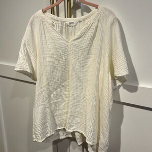 Candace Cameron Bure Cotton Gauze Flutter Sleeve Top